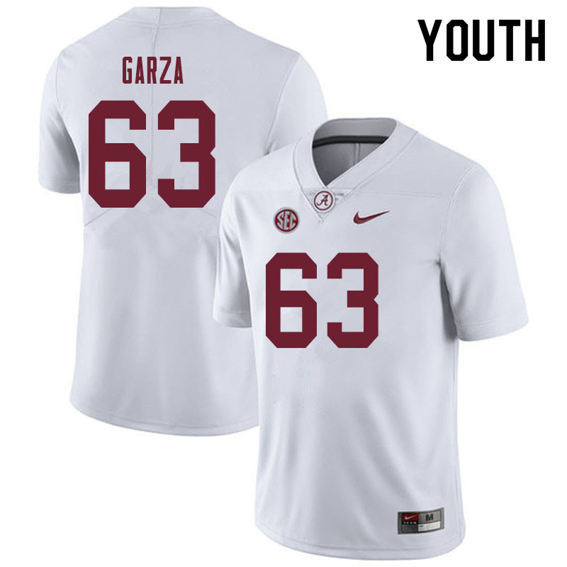 Youth #63 Rowdy Garza Alabama Crimson Tide College Football Jerseys Sale-White